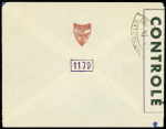 LF censurée de Béthune (23.12.44) pour Orléans avec griffe bleue "Correspondance récupérée dans des locaux occupés par l'ennemi". RR