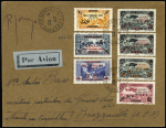 Levant n°41 à 43 + PA 1 à 4 OBL CAD "poste aux armées FFL1" (12.4.42) sur lettre recommandée par avion pour Brazzaville avec arrivée. TB