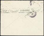 LF avec cachet rect noir de vaguemestre d'étapes "FFLL poste aux armées VE17" + censure ronde violette à croix de Lorraine "CM" pour Jérusalem. TB
