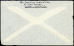Australie n°115 + 118, 2 pièces + 112 OBL Sydney (nov 1940) sur lettre censurée adressée au général de Gaulle. TB