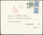 Uruguay n°511, 2 pièces + n°515, 3 pièces sur lettre censurée adressée au général de Gaulle (1941). TB