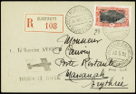 13/15.5.1932 Djibouti - Massaoua avec arrivée au recto et griffe noire illustrée d'un avion "1er service avion Djibouti-Rome" (M11). TB