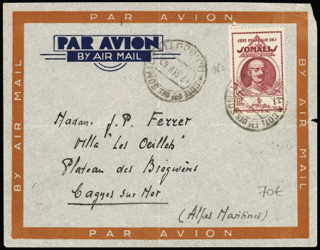 Vol retour Djibouti-Vichy par le Lieutenant Chassin sur bombardier Glenn Martin, AFF n°462(6.9.1942) sans mention, RR et TB.