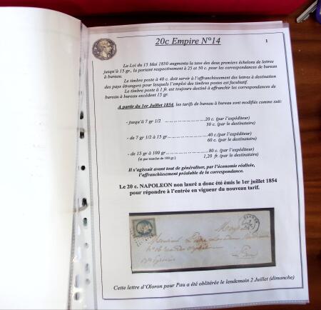 Etude sur le n°14, montée sur page, 170 timbres et
