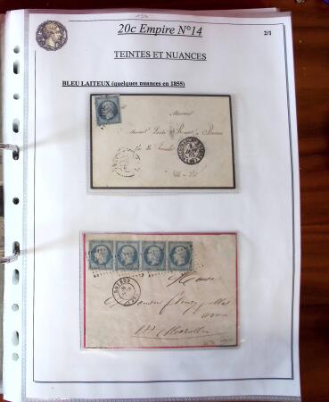 Etude sur le n°14, montée sur page, 170 timbres et