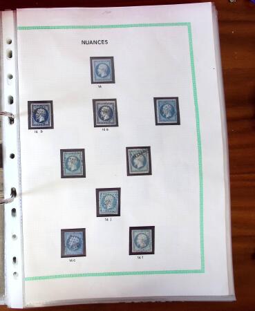 Etude sur le n°14, montée sur page, 170 timbres et