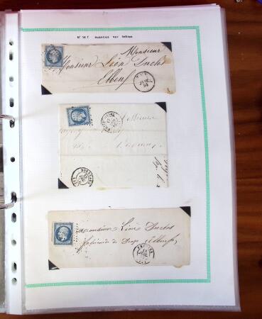 Etude sur le n°14, montée sur page, 170 timbres et
