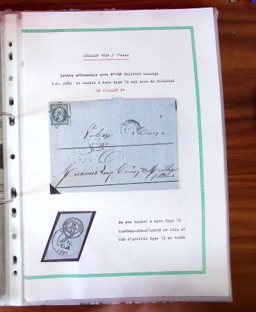 Etude sur le n°14, montée sur page, 170 timbres et