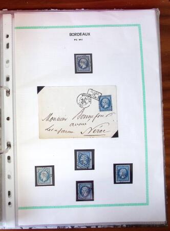 Etude sur le n°14, montée sur page, 170 timbres et
