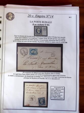 Etude sur le n°14, montée sur page, 170 timbres et