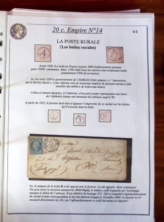 Etude sur le n°14, montée sur page, 170 timbres et