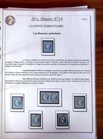 Etude sur le n°14, montée sur page, 170 timbres et