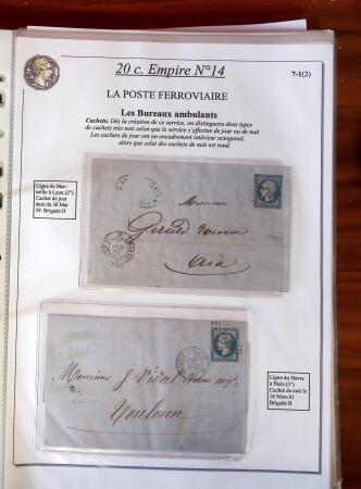 Etude sur le n°14, montée sur page, 170 timbres et