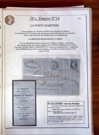 Etude sur le n°14, montée sur page, 170 timbres et