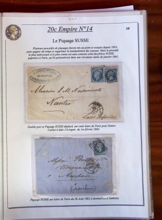 Etude sur le n°14, montée sur page, 170 timbres et