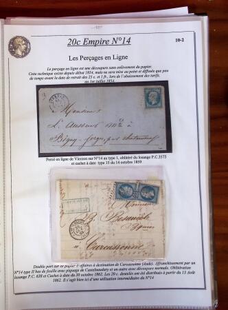 Etude sur le n°14, montée sur page, 170 timbres et