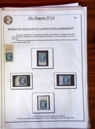 Etude sur le n°14, montée sur page, 170 timbres et