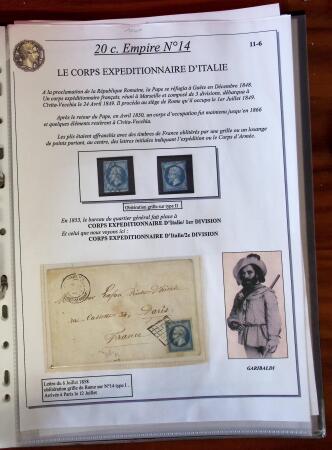 Etude sur le n°14, montée sur page, 170 timbres et