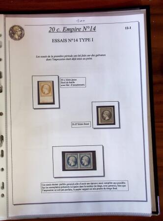 Etude sur le n°14, montée sur page, 170 timbres et