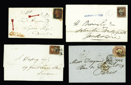 1840-1866, 10 covers/stationery incl. 1840 1d black