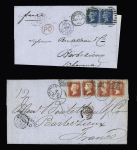 1840-1866, 10 covers/stationery incl. 1840 1d black