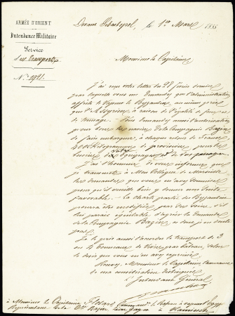 ARMEE D'ORIENT 1854-1856, Groupe de 10 documents dont