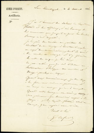 ARMEE D'ORIENT 1854-1856, Groupe de 10 documents dont