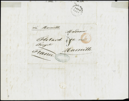 1856-57 Four covers to France : two from Hong Kong