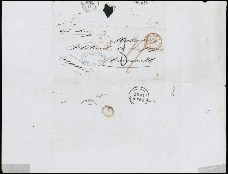 1856-57 Four covers to France : two from Hong Kong