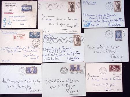1925-1940, Près de 400 lettres, la plupart avec affranchissements