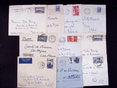 1925-1940, Près de 400 lettres, la plupart avec affranchissements