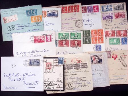 1925-1940, Près de 400 lettres, la plupart avec affranchissements
