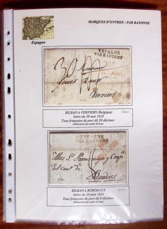 1750-1859, Marque d'entrée, collection de 18 lettres