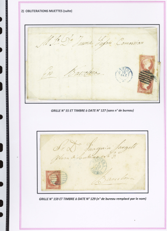 1857-1861, Superbe étude montée sur page sur différents