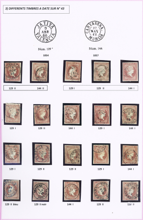 1857-1861, Superbe étude montée sur page sur différents