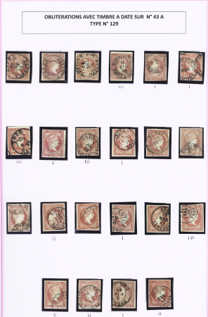 1857-1861, Superbe étude montée sur page sur différents