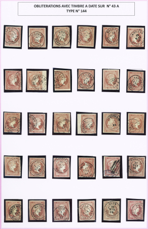 1857-1861, Superbe étude montée sur page sur différents