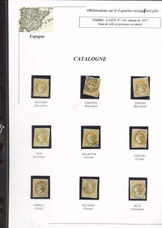 1857-1861, Superbe étude montée sur page sur différents