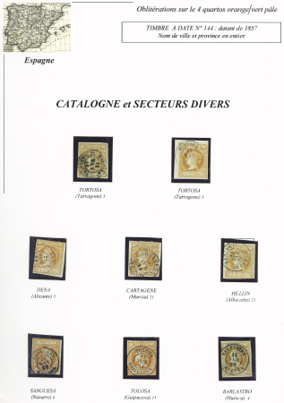 1857-1861, Superbe étude montée sur page sur différents