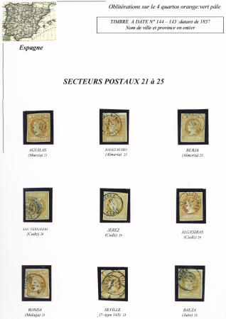 1857-1861, Superbe étude montée sur page sur différents