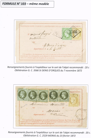 AVIS DE RECEPTION 1860-1958, Collection d'exposition