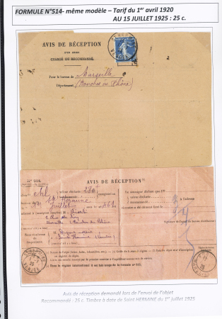AVIS DE RECEPTION 1860-1958, Collection d'exposition