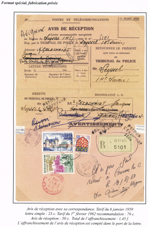 AVIS DE RECEPTION 1860-1958, Collection d'exposition