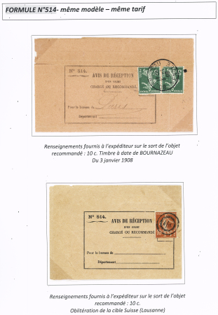 AVIS DE RECEPTION 1860-1958, Collection d'exposition