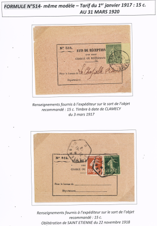 AVIS DE RECEPTION 1860-1958, Collection d'exposition