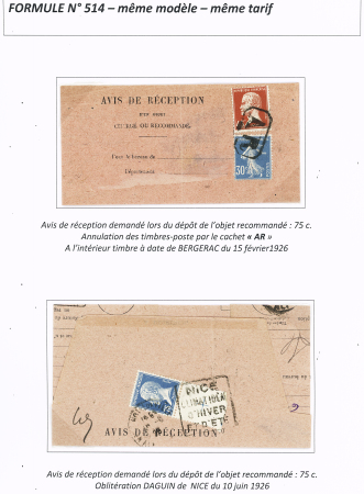 AVIS DE RECEPTION 1860-1958, Collection d'exposition
