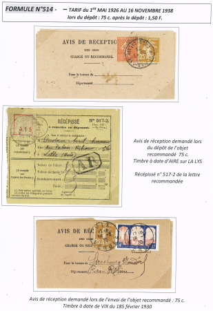 AVIS DE RECEPTION 1860-1958, Collection d'exposition
