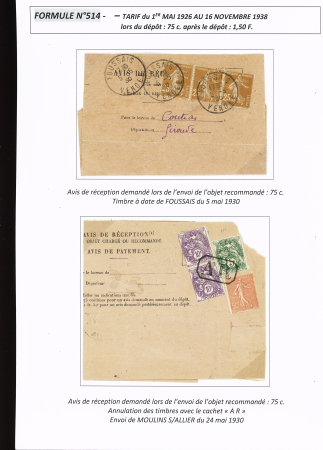 AVIS DE RECEPTION 1860-1958, Collection d'exposition