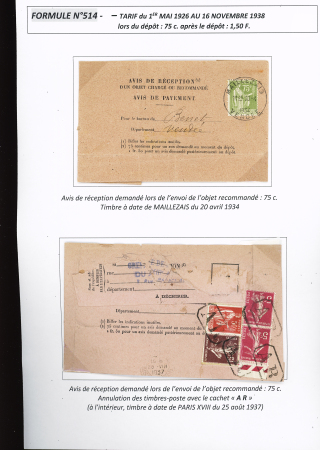 AVIS DE RECEPTION 1860-1958, Collection d'exposition