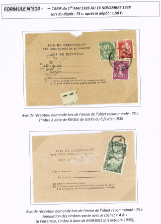 AVIS DE RECEPTION 1860-1958, Collection d'exposition